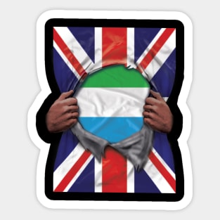 Sierra Leone Flag Great Britain Flag Ripped - Gift for Sierra Leonean From Sierra Leone Sticker